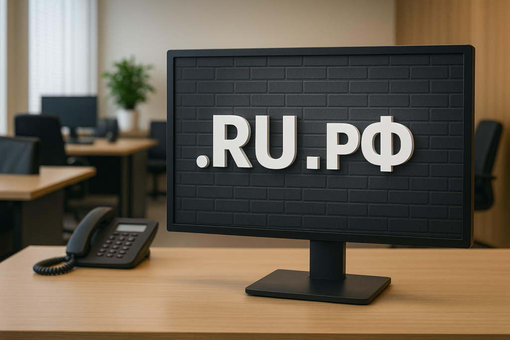 Доменная зона RU и РФ на экране монитора Доменная зона RU и РФ на экране монитора